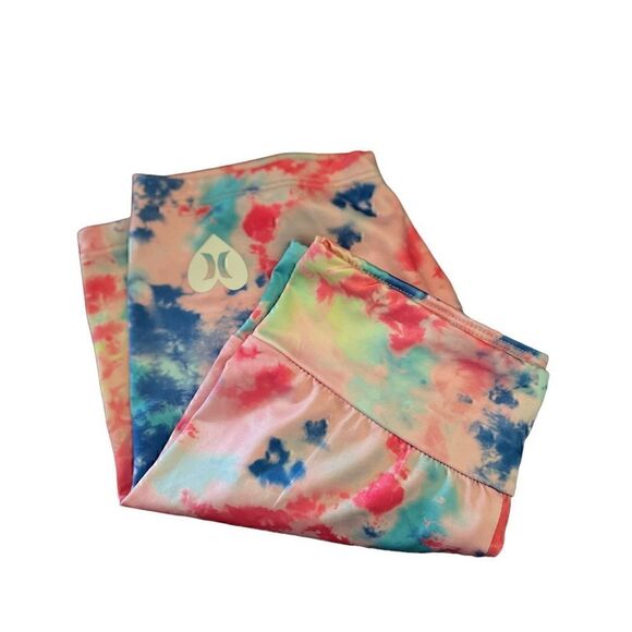 Hurley Girls Tie Dye Biker Shorts Multicolor Logo M - Picture 4 of 6